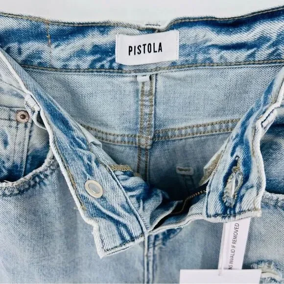 NWT Pistola Jeans Blue Light High Rise Distressed Roller Size 25